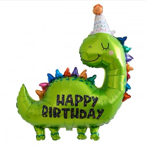 Dinosaur Party Hat Happy Birthday Super Shape Mylar Balloon