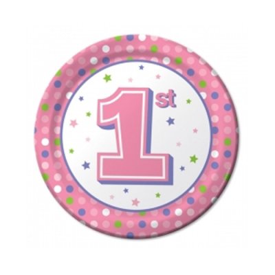 Pink Dot Girl 1st Birthday Paper Plate Singapore