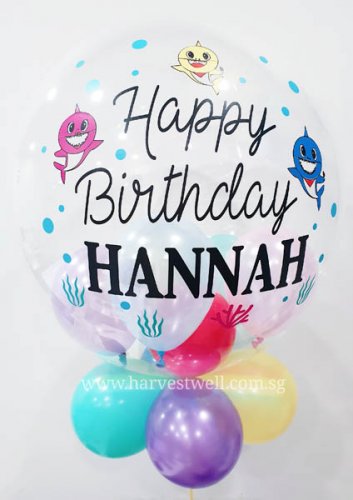 Personalised Baby Shark Theme Bubble Balloon