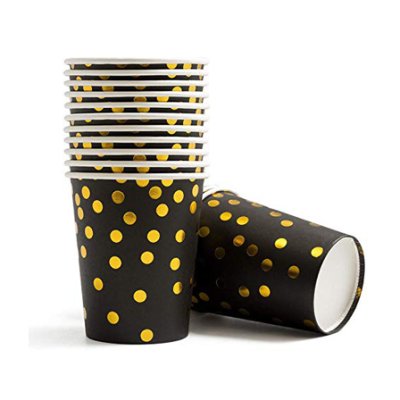 Gold Polka Dots Black 9OZ Paper Cup 25pcs Singapore