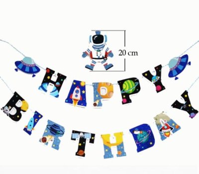 Happy Birthday Astronaut Spaceship Birthday Jointed Banner Singapore