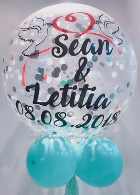 Personalized Jumbo Dove with Red Heart Helium Latex Balloon Singapore