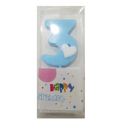 #3 Blue with White Heart Candle Singapore