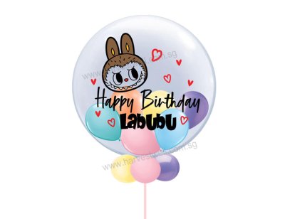 Personalised Labubu Birthday Theme Bubble Balloon Singapore