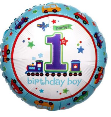 1st Birthday Boy Train and cars Mylar Balloon Singapore