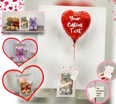 Personalised Heart Foil with Bear in Bag Singapore