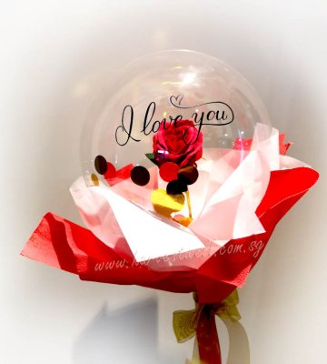 I Love You Personalized Red Rose Balloon Handheld Bouquet Singapore