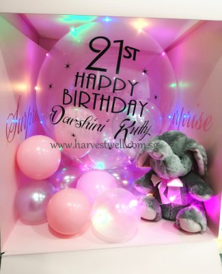 Customize Surprise Balloon Gift Box with 21st Bubble Balloon Singapore