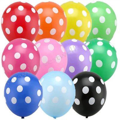 White Polka Dots Assortment Helium Latex Balloon Singapore