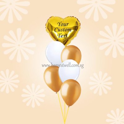 Customize Gold Foil Balloon On Top Balloon Bouquet Singapore