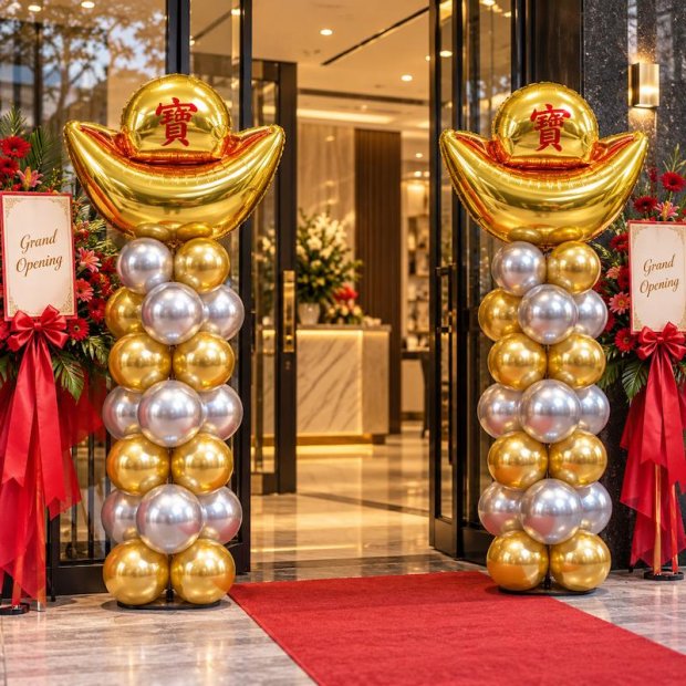 Auspicious Gold Nugget Balloon Column Singapore