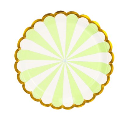 Lime Green Gilding Stipes 7inches Dessert Paper Plate 8pcs Singapore