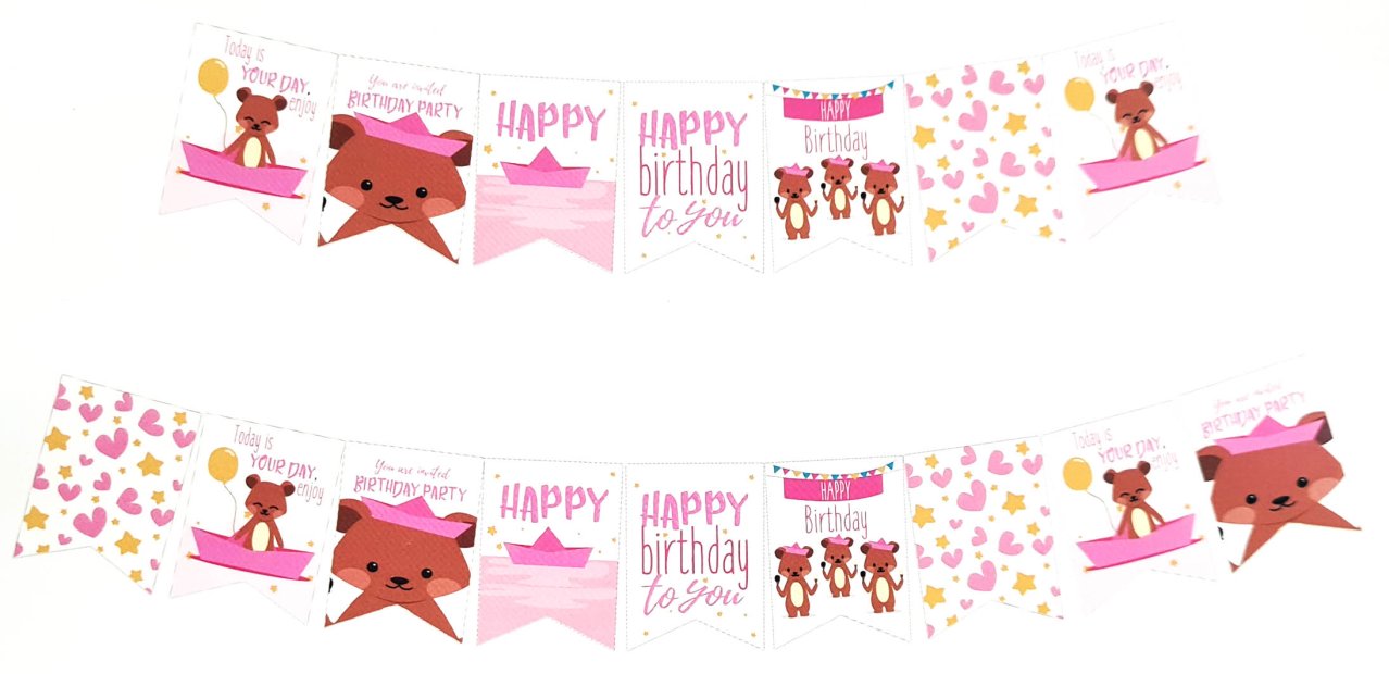Happy Pink Bear Jointed Banner Singapore
