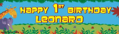 Jungle Animals Birthday Customized Banner Singapore