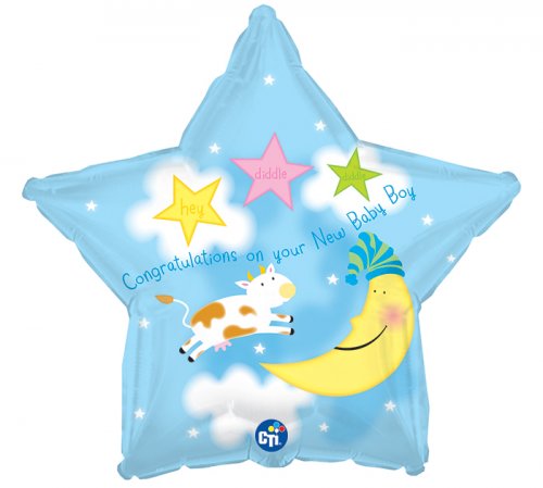 Baby Hey Diddle Blue Mylar Balloon