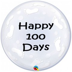 Personalised Happy 100 Days Baby Footprints Bubble Balloon