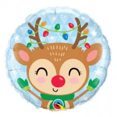 Christmas Reindeer & Colored Lights Mylar Balloon