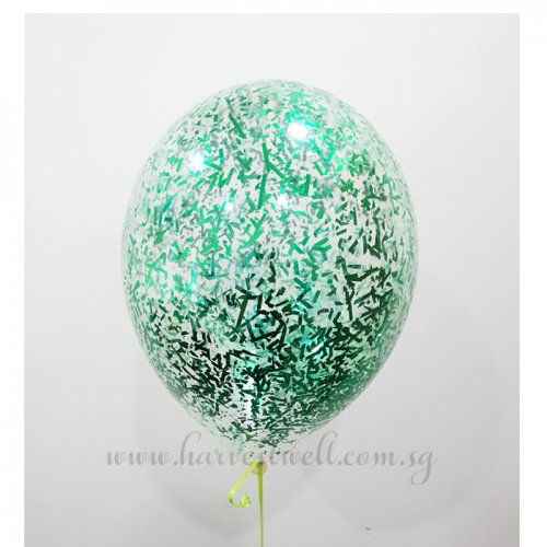 Green Glitter Helium Latex Balloon