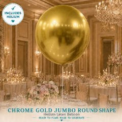 Chrome Gold Jumbo Round Shape Helium Latex Balloon