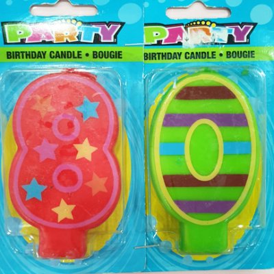 PROMO Number 8 and 0 Colourful Candle Set Singapore