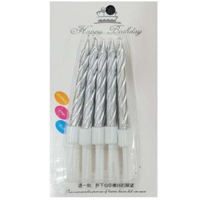 Silver Chrome Swirl Birthday Candles Singapore