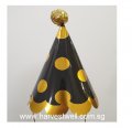 Gold Polka Dots Black Party Cone Hat