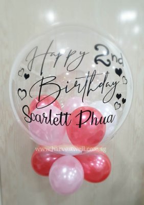 Customised Happy Birthday Hearts Love Bubble Balloon Singapore