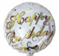 Gold Happy Birthday White Mylar Balloon Singapore