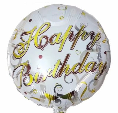 Gold Happy Birthday White Mylar Balloon Singapore