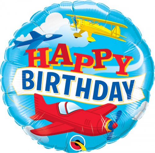Birthday Airplanes Mylar Balloon