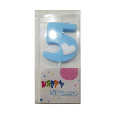 #5 Blue with White Heart Candle Singapore