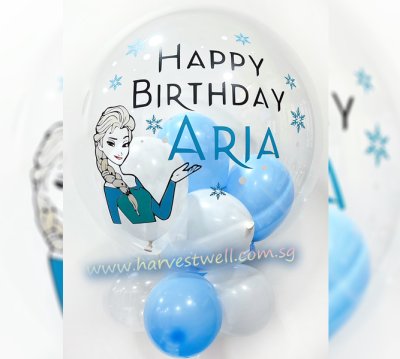 Personalised Frozen Elsa Theme Bubble Balloon Singapore