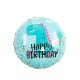 HBD Turquoise Dino Mylar Balloon