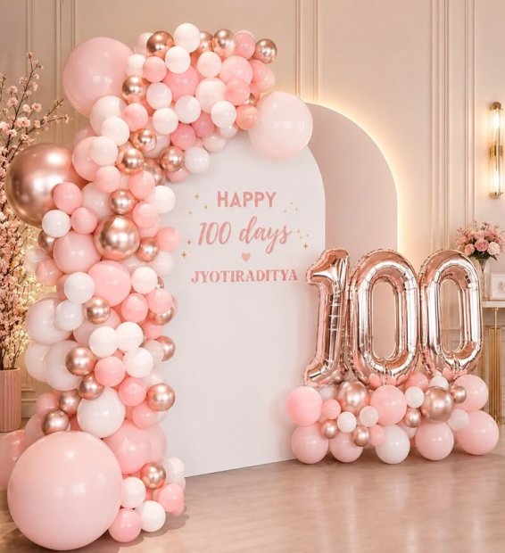 Pink Colour Theme Balloon Setup Singapore