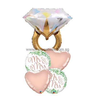 Elegant Greenery Wedding Ring Balloon Package Singapore