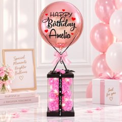 Hot Air Balloon Pink Rose Teddy Bear