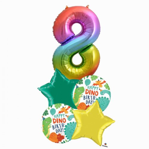 Multi Dinosaurs Birthday Age Balloon Bouquet