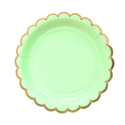Gold Scalloped Lime Green 7inches Dessert Paper Plate 8pcs Singapore