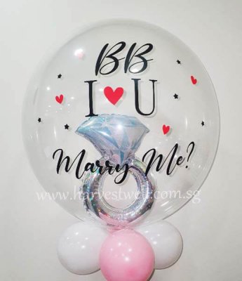 Customised I Love You Ring In Bubble Balloon Singapore