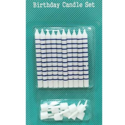 Blue Stripes on White Birthday Candles Singapore