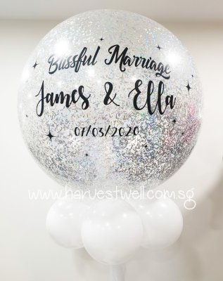 Personalized Glitter Wedding Jumbo Balloon Singapore