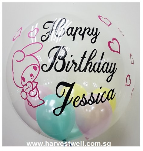 Personalised My Melody Theme Bubble Balloon
