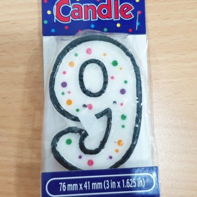 Number 9 Dots Black Border Numeral Candle Singapore