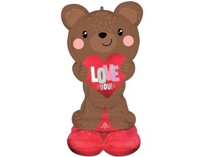Satin Brown Love Bear Airloonz Decoration Balloon Set Singapore