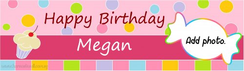 HBD Sweet Cupcake Pink Customized Banner