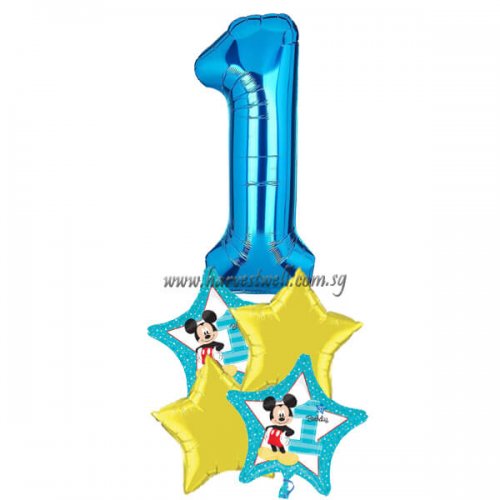 Mickey 1st Birthday Age Balloon Bouquet