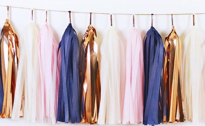 Blue and Rose Gold Tassel Garland Singapore