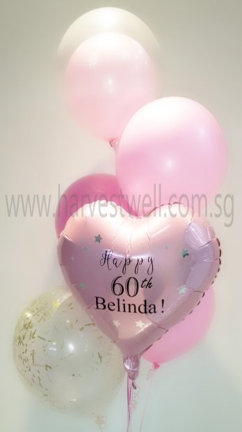 Customize Pink Birthday Balloon Bouquet Singapore