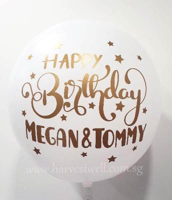 Customize Happy Birthday White ORBZ Balloon Singapore