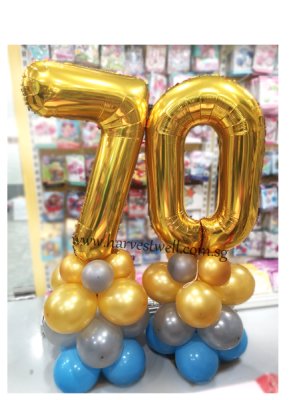 Customize Gold Megaloon Number 1 Pair Balloon Column Singapore